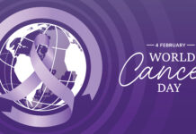 fiocco viola per la giornata mondiale contro il cancro